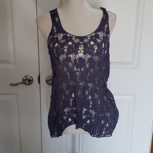 Solitaire by Ravi Khosla Lace/Crocheted Top Tank